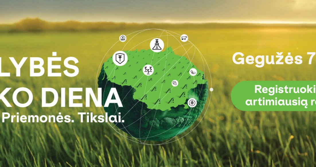 „Agrokoncerno“ Realybės lauko dienų vizualas su kvietimu registruotis į regioninius renginius