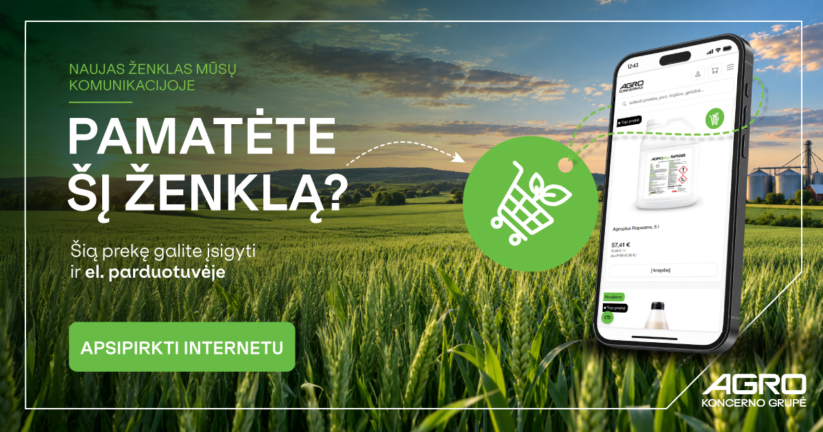 Nauja „EL. PARDUOTUVĖ“ ikona žymi prekes, kurias galima įsigyti Agrokoncerno el. parduotuvėje